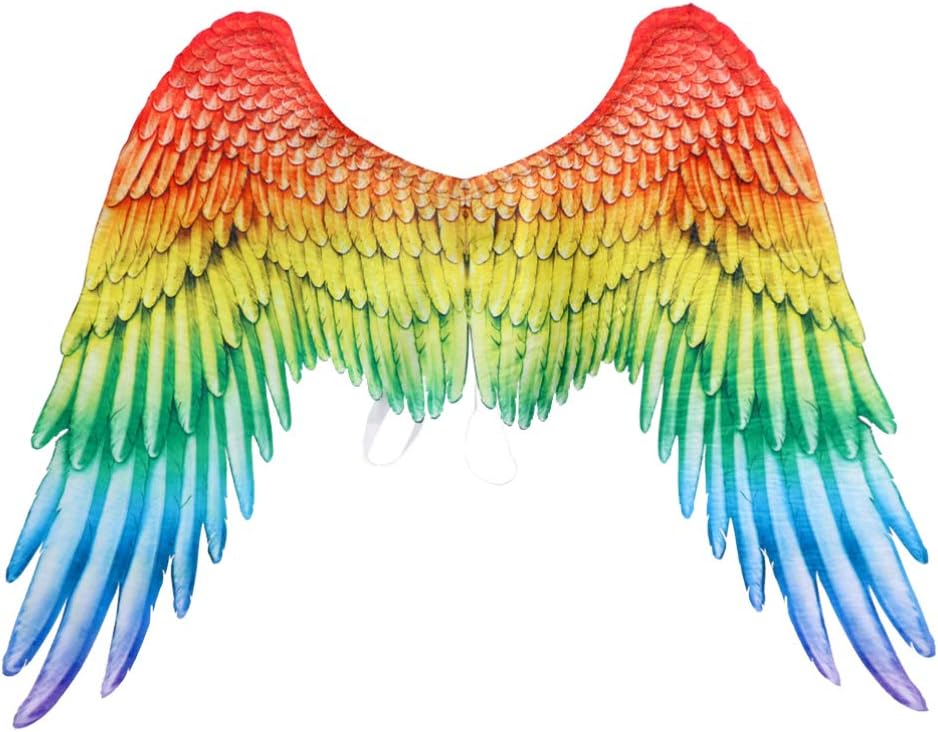 PRETYZOOM Rainbow Wings Adult Carnival Costume Angel Wings with Elastic Straps for Cosplay Party Performance and Festival Decoration