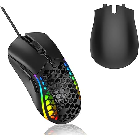 RaceGT RGB Gaming Mouse Wired with Detachable Rear Cover，13 Backlit Modes,7 Adjustable DPI Up to 7200, Ergonomic Honeycomb Shell for Windows/PC/Mac/Laptop