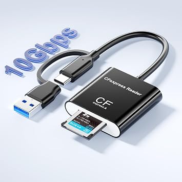 قارئ بطاقات CFExpress Type A مع USB 3.2 Gen 2 بسرعة 10 جيجابت في الثانية، محول USB-C وUSB-A 2 في 1 من النوع A CFexpress، قارئ بطاقات CF Express Type A متوافق مع Windows/Mac/Linux/AndroidNot لبطاقة XQD