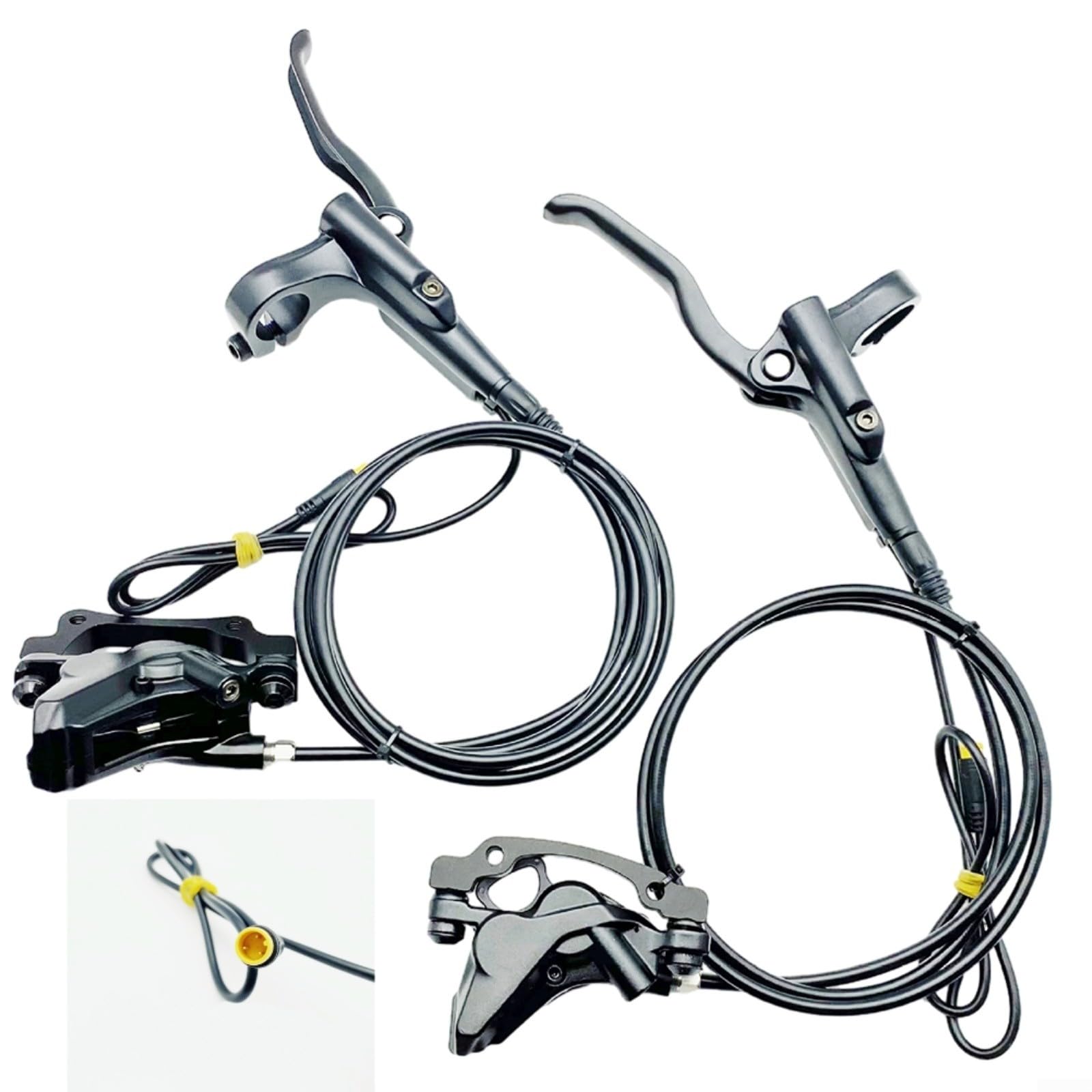 ZYNCUE Front Rear Hydraulic Brake Set for Bafang Motor, 4 Piston Disc Brakes, 3-Pin Power-Off for BBS01 for BBS02 E-Bike