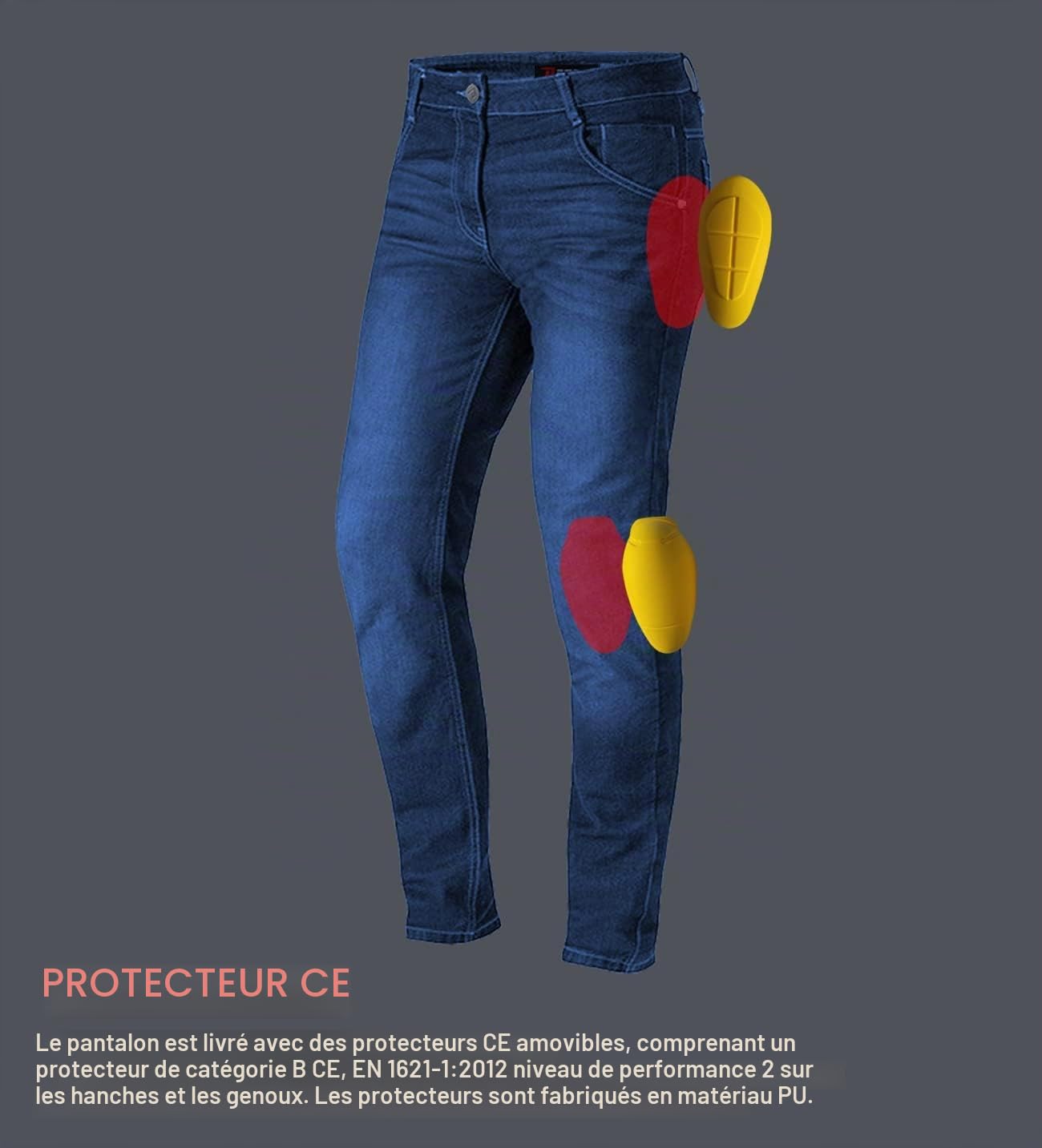 Town | Jean Pantalon de Moto avec Doublure Kevvlar de Maximale Protection | Pantalon Motard Homme avec Protecteurs Amovibles - Denim Homologué Européen