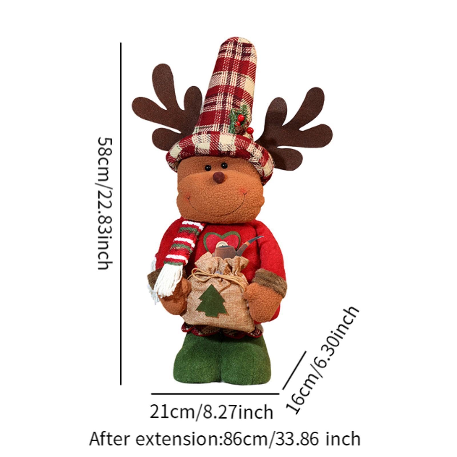 Oshhni Bambola di Natale con gambe retrattili Action Figure retrattile Gambe flessibili Decorazione per bambola di Natale per feste in soggiorno, Alce di Natale M