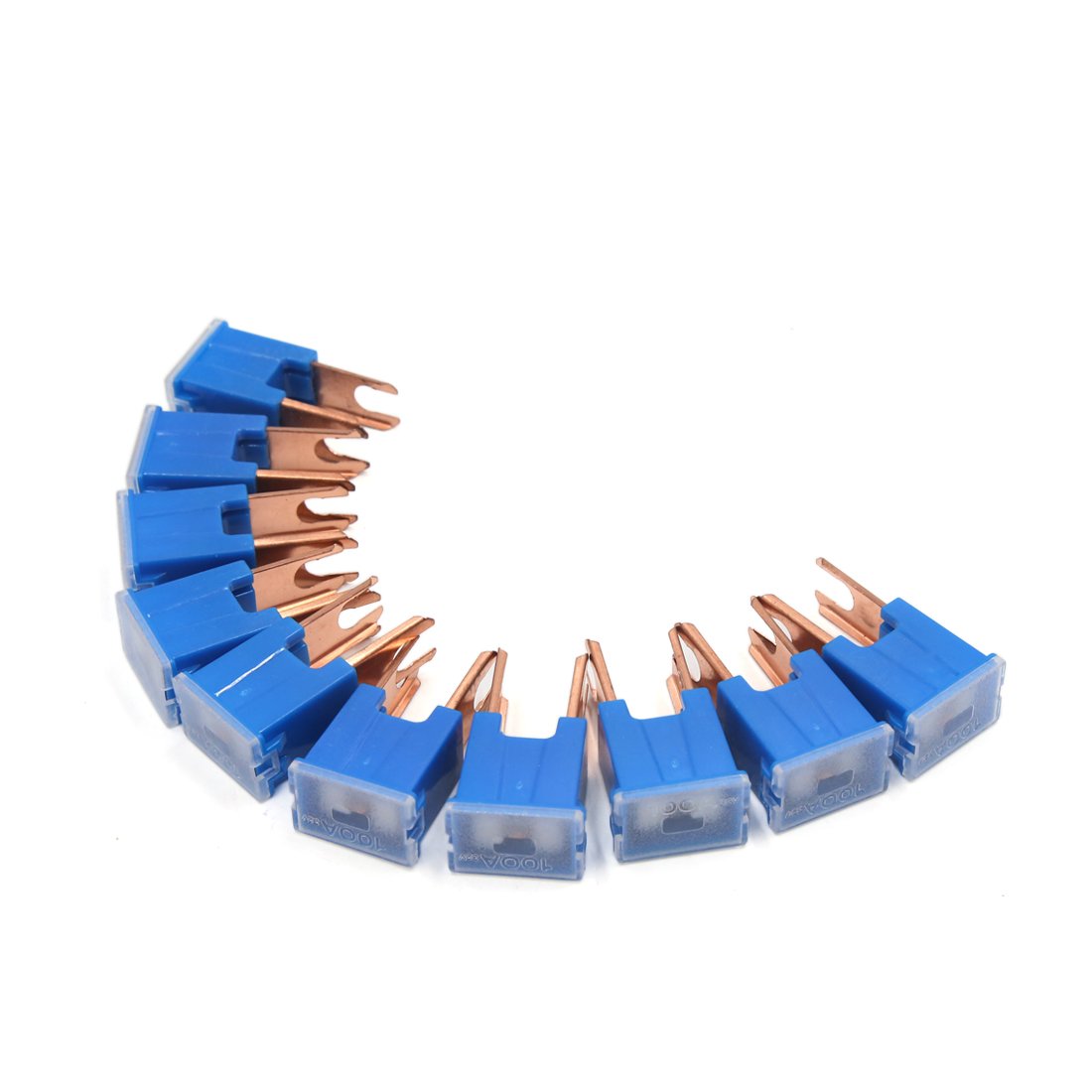 Generic 10Pcs Blue Plastic Flat Shell 100A Male Blades Fuse Connector