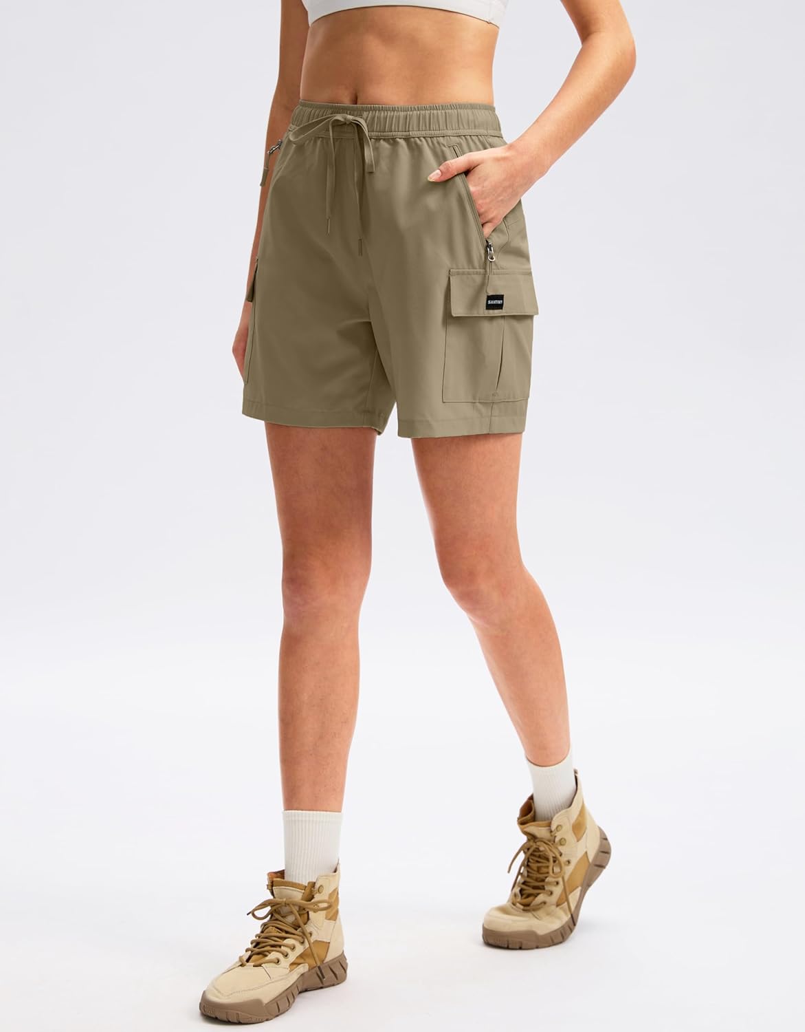 SANTINY Women's 5''/ 7''/9'' Hiking Cargo Shorts Quick Dry Lightweight Summer Shorts for Women Athletic Golf Zipper Pockets - Image 4