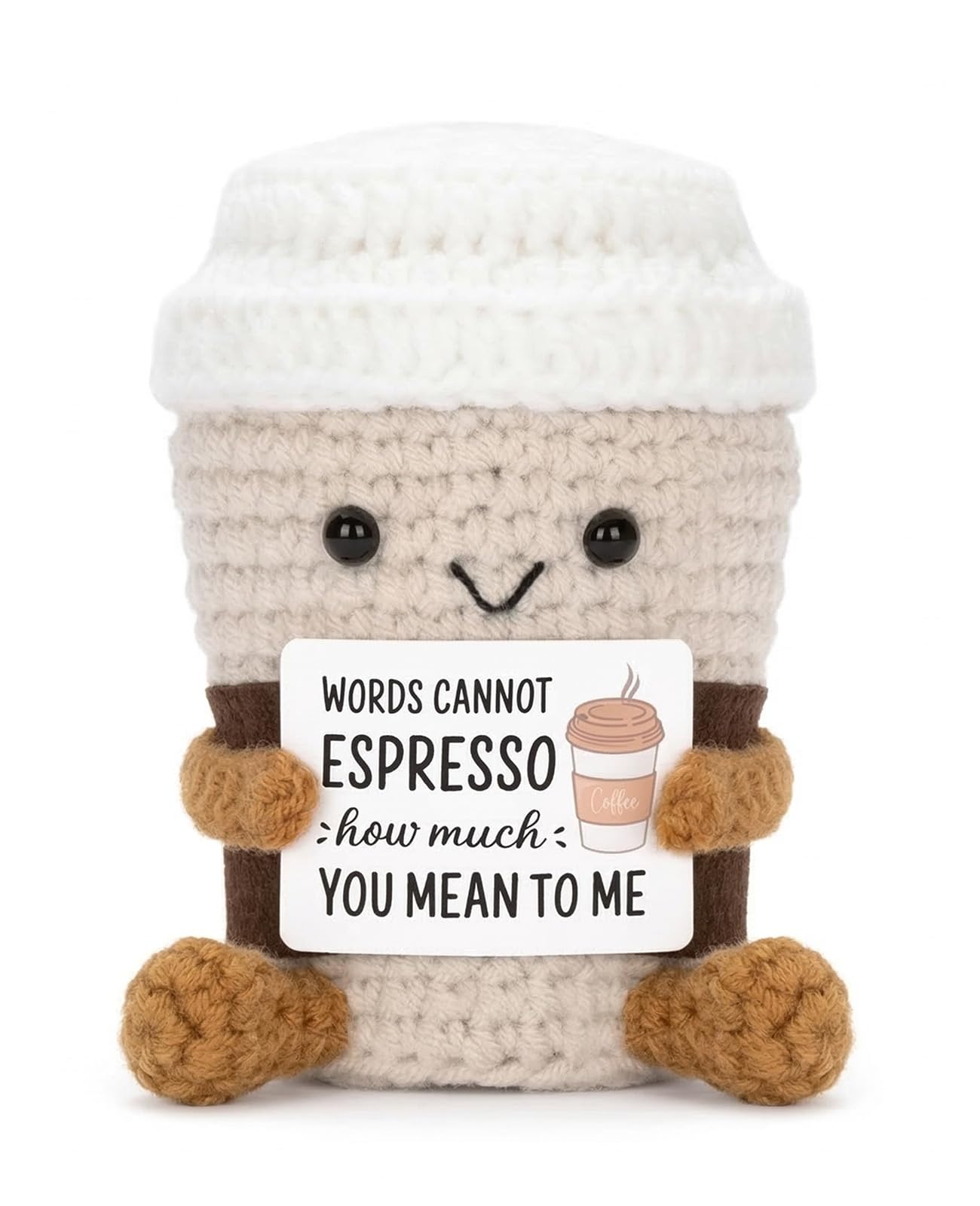 Bettinay Emotional Support Crochet, Positive Handmade Gifts with Words Cannot Espresso Quote for Women Men Friend Birthday Gift