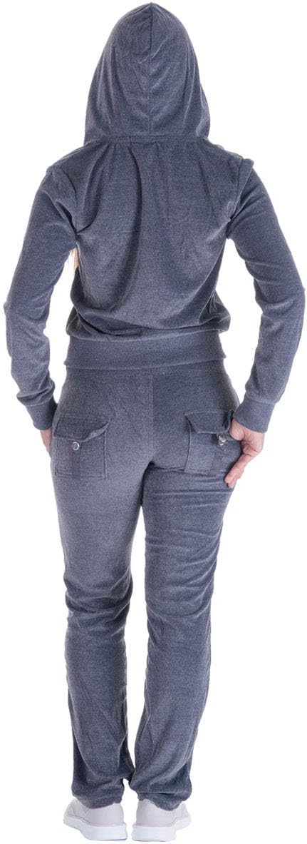 Facitisu Tracksuit for Women Set 2 Piece Joggers Velour Jogging Sweat Outfits Hoodie and Sweatpants Set - Image 5
