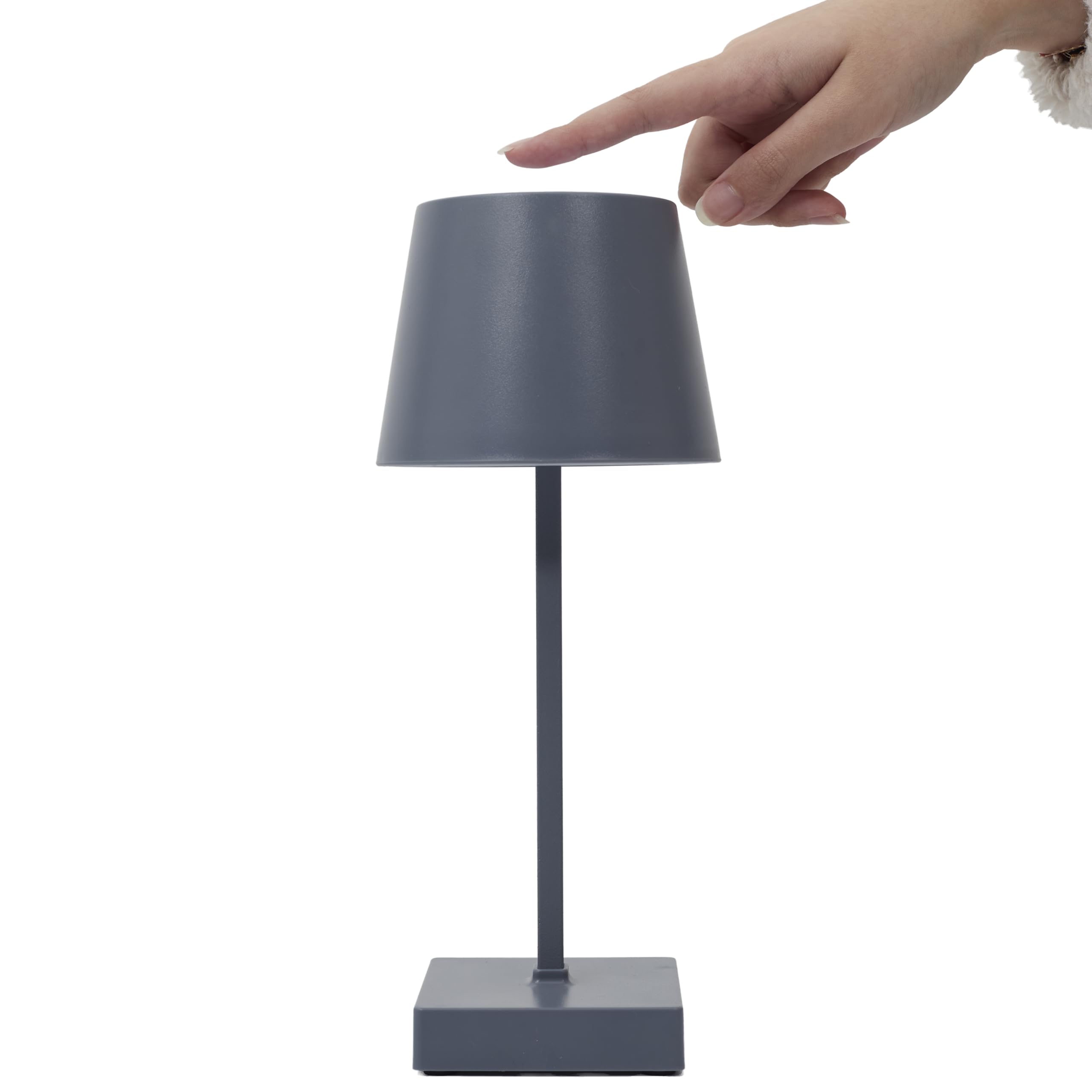 HOME DECO FACTORY - LA104721 Lámpara LED de Mesa Táctil - Diseño Elegante y Moderno - Ideal para Salón o Oficina - Dimensiones 26 x 10.5 x 10.5 cm - Color Gris