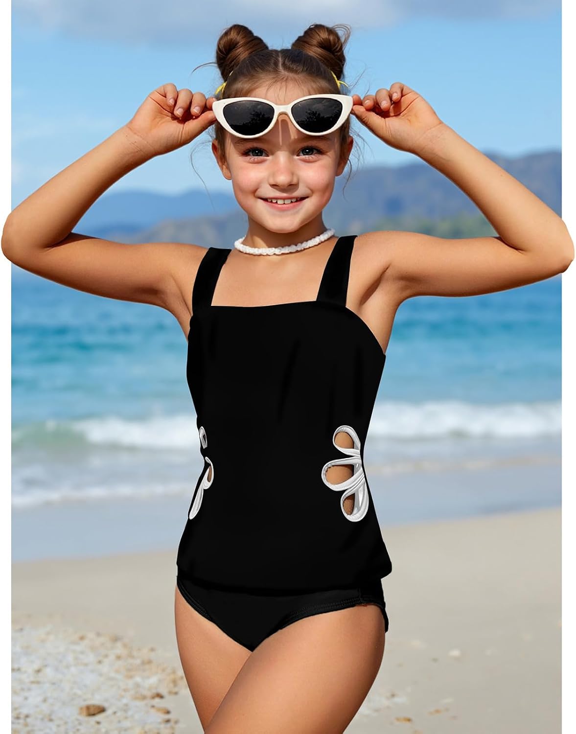 Tankini Swimsuits for Teens High Waisted Stretchy Beach Stretchy Soft Print Swimwear Athletic Quick Drying Pool Boyshort Sets