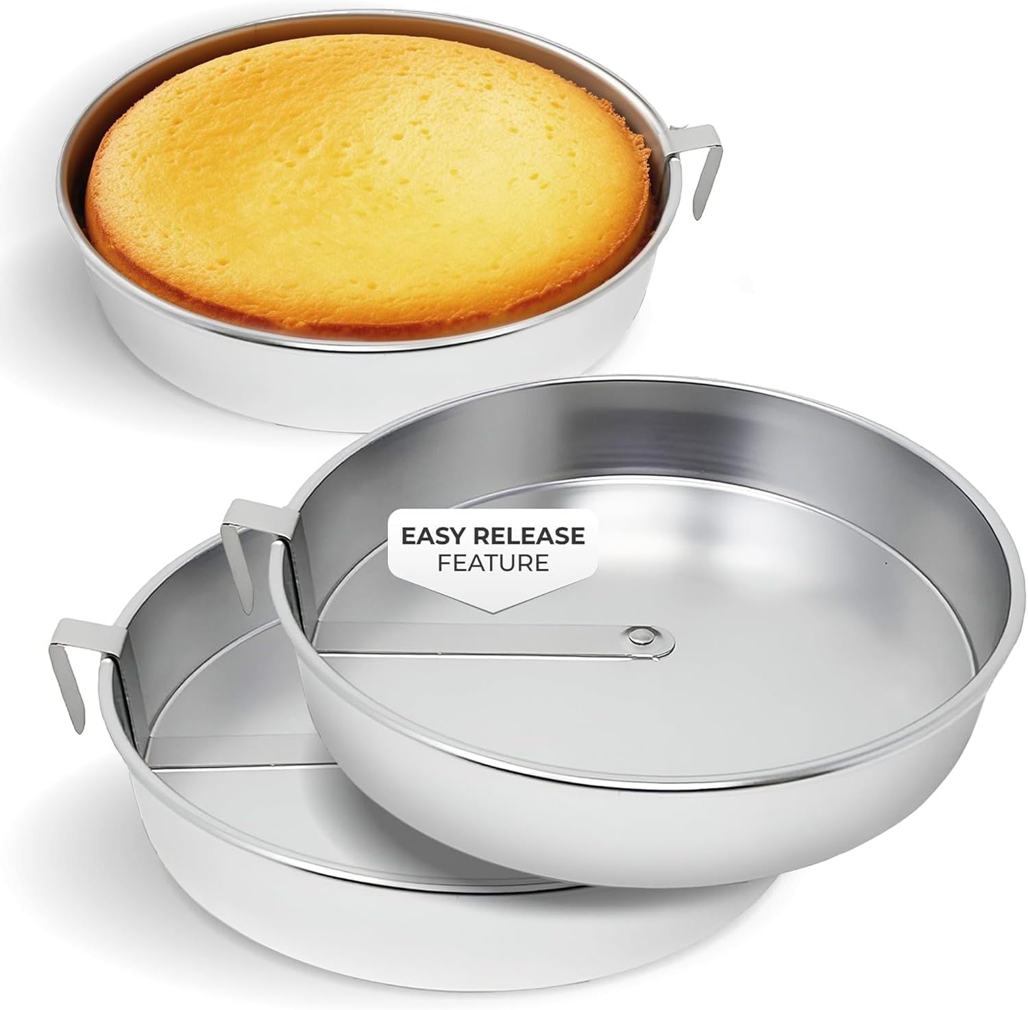 2er-Set Runde Kuchenformen (23 cm Durchmesser), Antihaftbeschichtet, Für Zweistöckige Kuchen, Robust, Spülmaschinenfest Und Leicht Zu Lösen 3PC