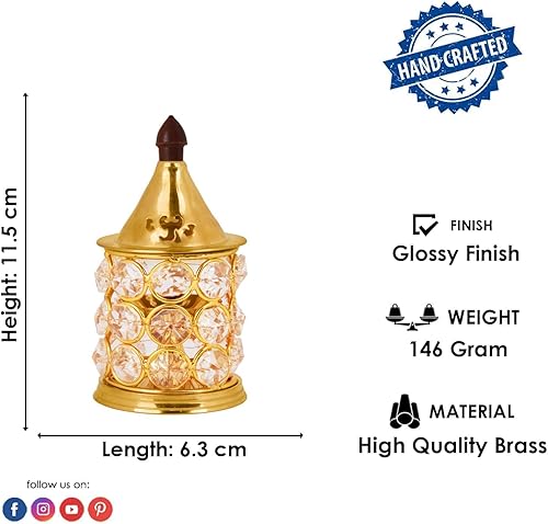 Miniatura 5 de Satvik Kanchdeep Akhand Diya Chimney Diya Diya Diwali Regalo/Diwali Deepawali Decoración de latón Lámpara de aceite de cristal decorativo Lámpara de