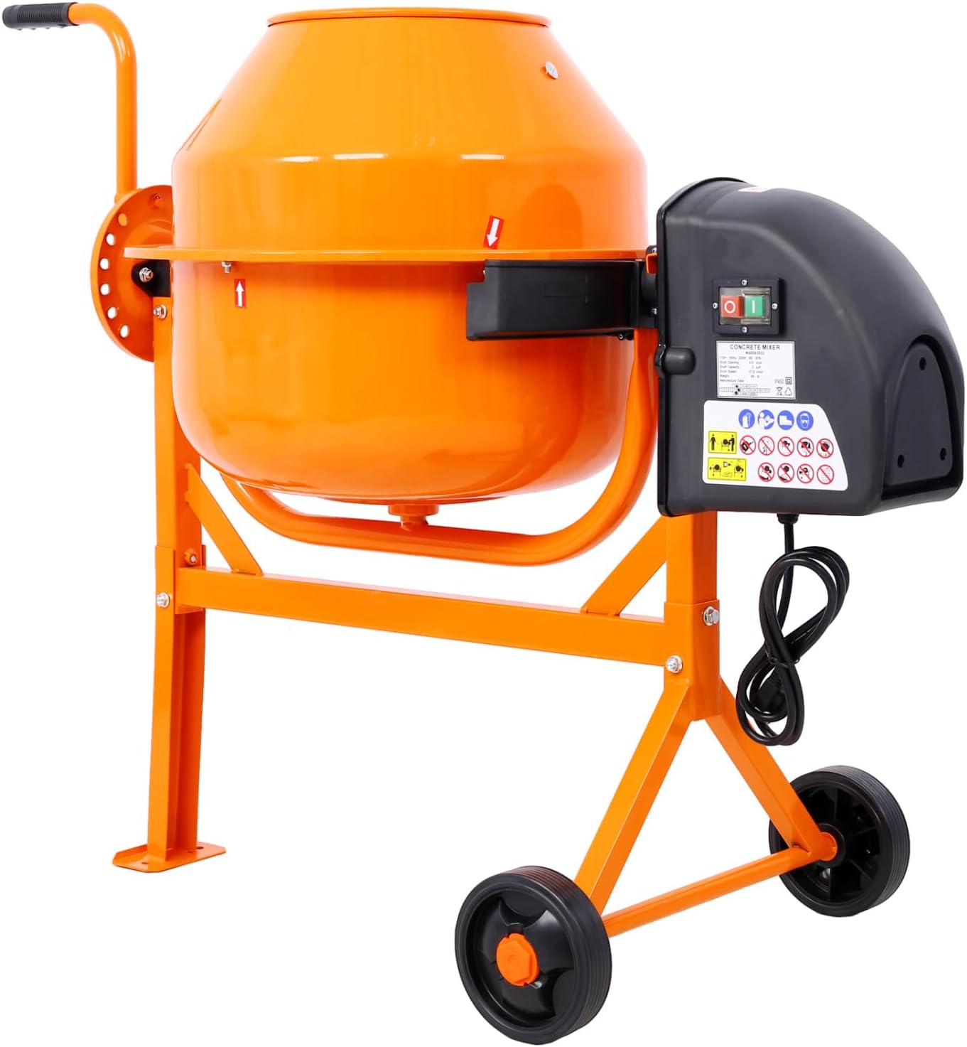 Dawn Cement Mixer, 3 Cu. Ft Electric Concrete Mixer Machine, 110v AC Motor Portable Power Cement Mixers for Mortar, Stucco and Fodder, YYUE-240626-18