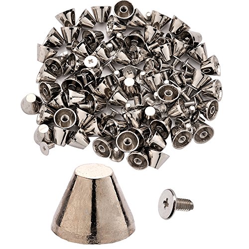 100pcs Cone Spikes Screwback Studs DIY Craft Cool Rivets Punk Stud Truncated Cone Style 11x8mm 1/2