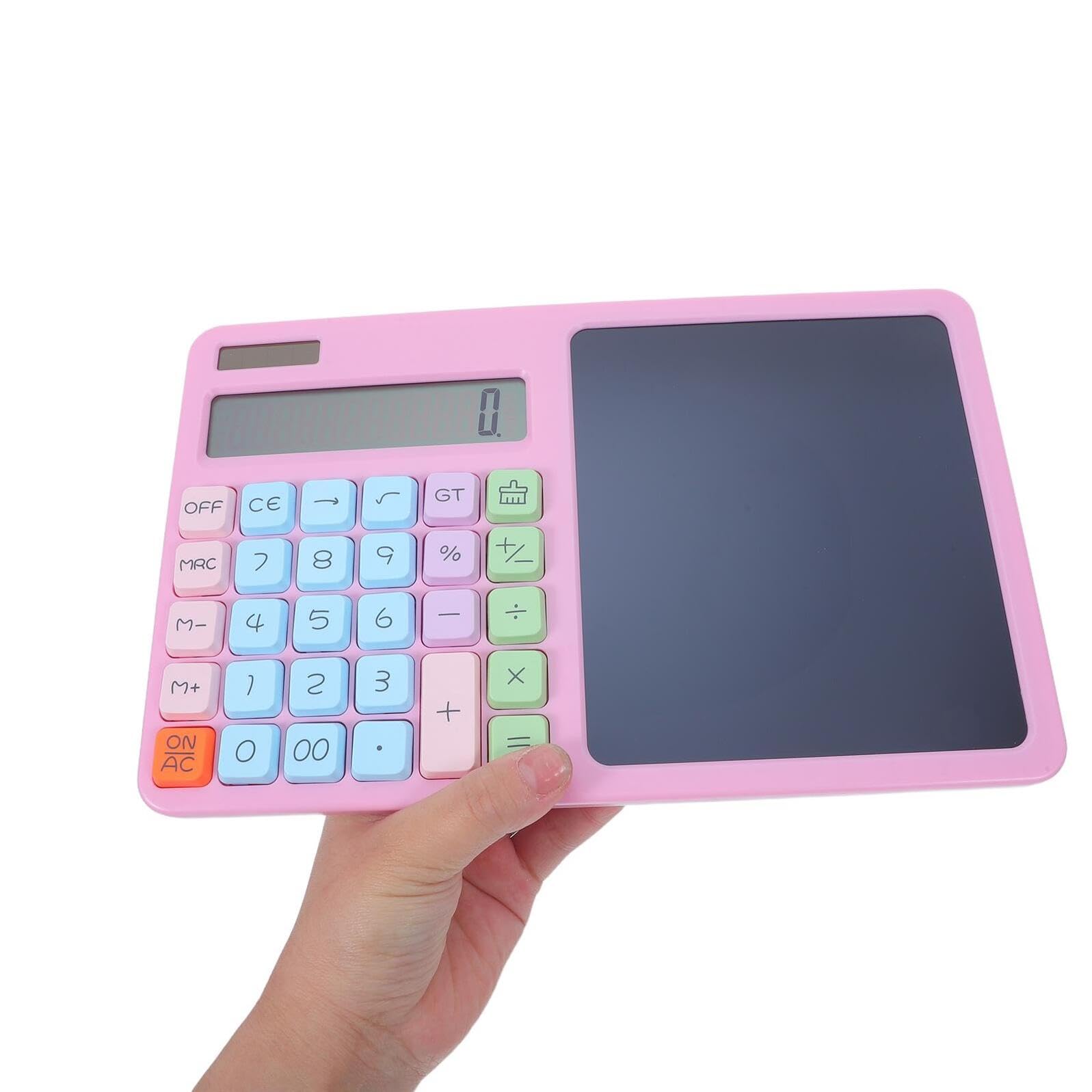 STOBAZA Calcolatrice Tascabile Rosa con Tastiera Silenziosa e Tavoletta Grafica Lcd Integrata 12 Cifre per Studio a Casa e Biblioteca