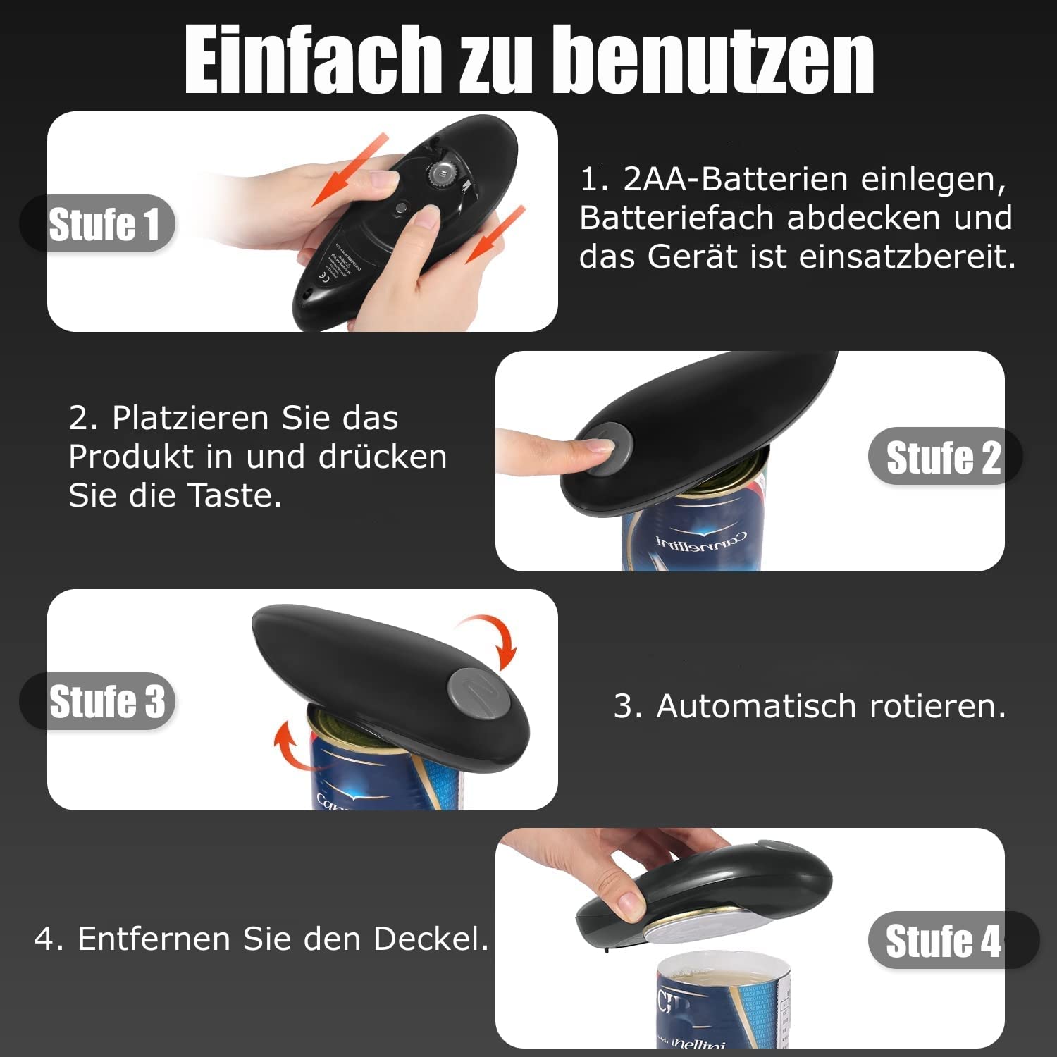 Elektrischer One-Touch Elektrischer Dosenöffner It Glatten Kanten Für