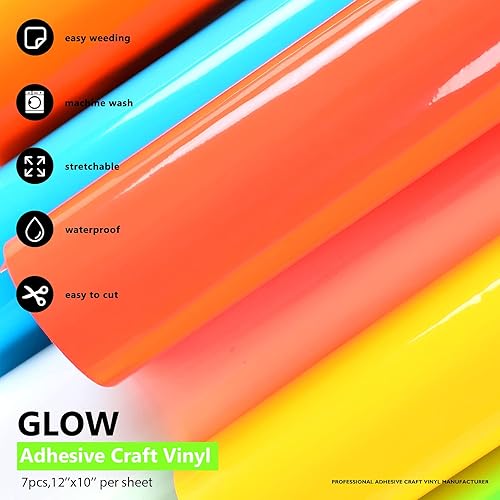 Miniatura 28 de Heflashor Vinilo adhesivo con purpurina para manualidades, 12 hojas de vinilo permanente brillante de 12 x 10 pulgadas, vinilos extraíbles