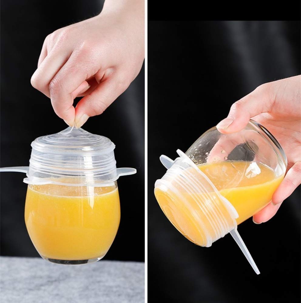 HOTFIX Silicone Stretch Lids | Food Cover For Freezer | Microwave Oven Dishwasher Lid Set | Fresh-Keeping Flexible Covers for Utensils, Dishes, Plates Jars, Cans, Mugs, Bowl | Food Safety Seal Lids 3