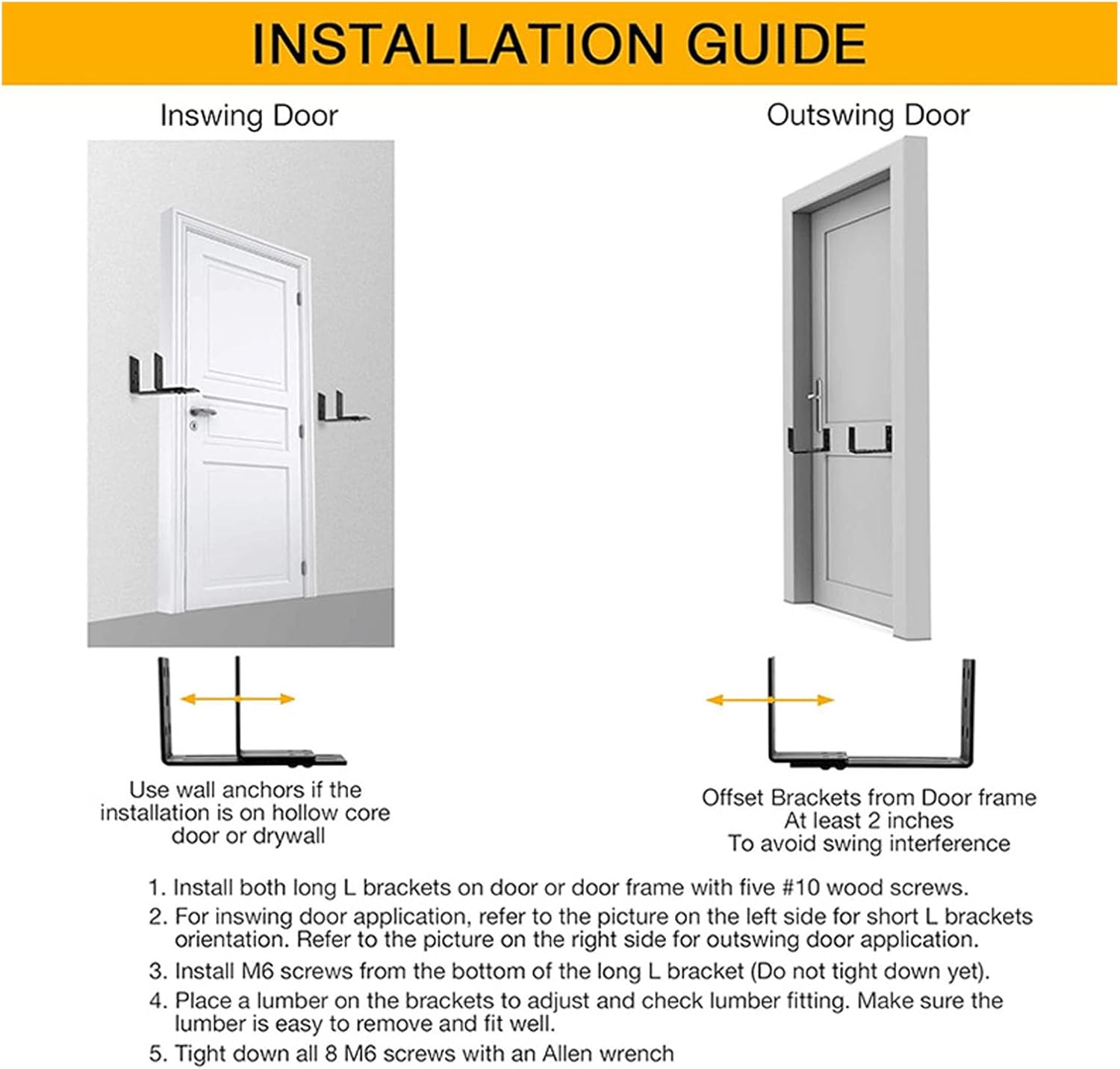 Thickened Door Barricade Bracket, Adjustable Door Barricade Brackets, Heavy Duty Fold Down Pole Bracket for Garage, Basement, Barn, Shed, Warehouse, Backyard