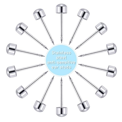 Miniatura 18 de Juego de herramientas de acero inoxidable para perforación de cuerpo y orejas, para piercing de ombligo, con 12 pares de aretes tipo dormilona de