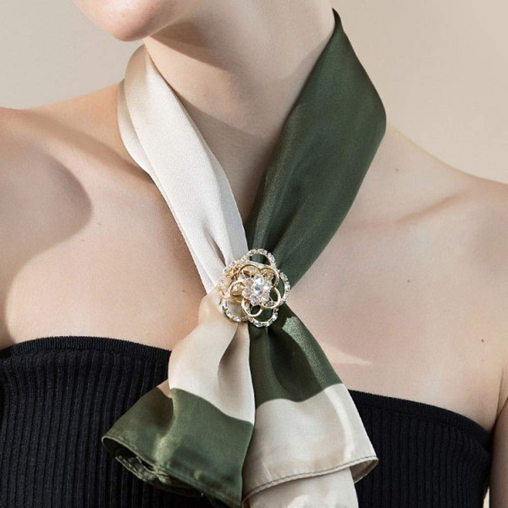 Damen-Brosche, kleine Brosche, Zubehör, Anti-Bare-Brosche, Damenschals, Schnalle, Kleidung, Eckschnalle, Ausschnitt, Doppelzweck-Pin-Brosche, luxuriöse, exquisite Broschen (Farbe: Silber) (Gold)