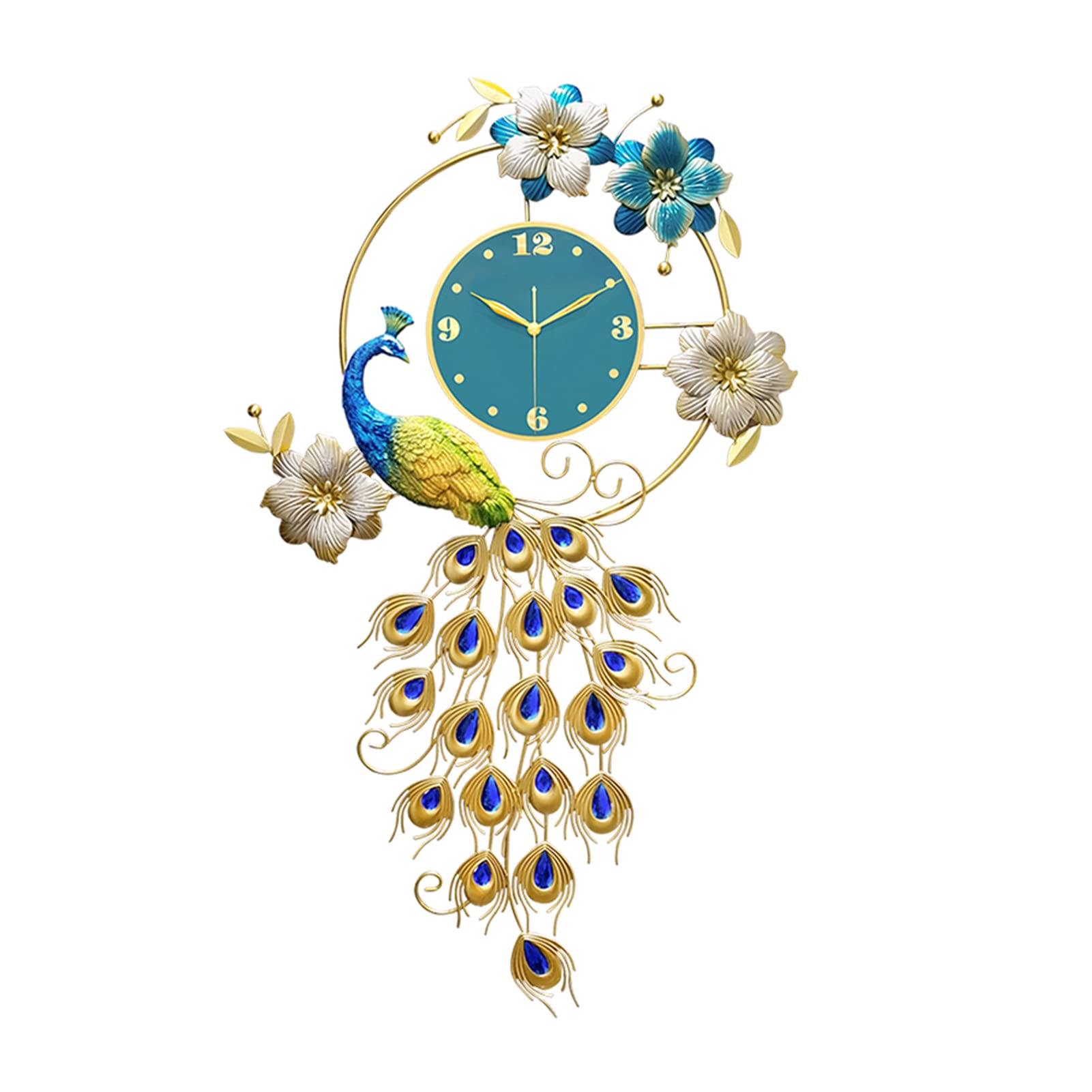 MYUYEE Living Room ation Wall Clock, Modern Metal Blue Clock, 40 X 24.4 Inches Silent Non-Ticking Bedroom Kitchen Entrance Wall ation