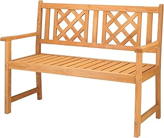 LEADZM Gartenbank wetterfest, holzbank Outdoor, 2-Sitzer, 118 cm, Ergonomisch gestaltete Rückenlehne und Armlehnen, 275 kg Belastbar für Balkon,Terrasse,Garten