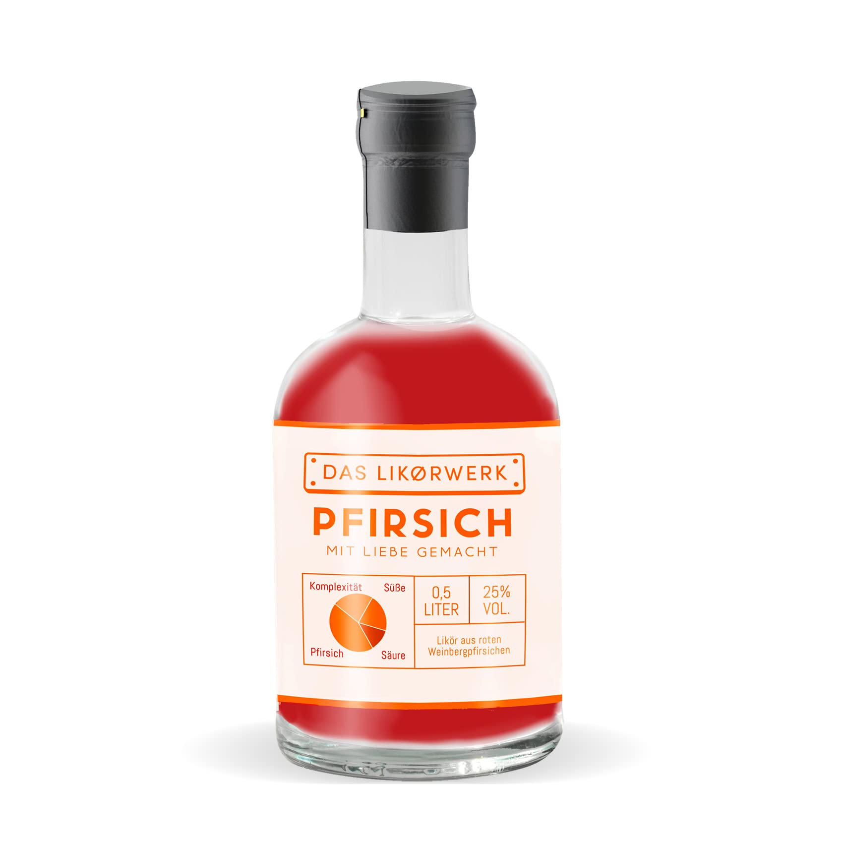 LIKØRWERK Roter Weinbergpfirsich 1 x 0,5 L, 25% vol. Alkohol, edler deutscher Pfirsich Likör aus Weinbergpfirsichen, Pfirsich Spirituose aus Deutschland, Pfirsichschnaps