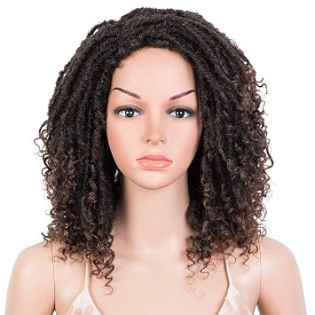 Style Icon Short Dreadlock Wig Twist Wigs for Black Women Short Curly Synthetic Wigs Shoulder Length, T1B/30
