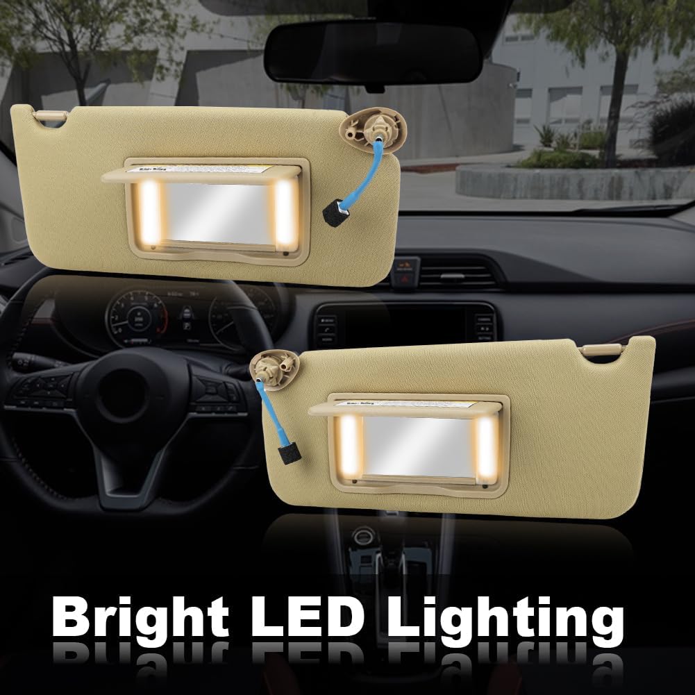 Left Driver & Right Passenger Side Sun Visor Compatible with Honda Accord 2008-2017 Replacement for 83280-TA5-A71ZA 83280-TA5-A51ZA (Beige)