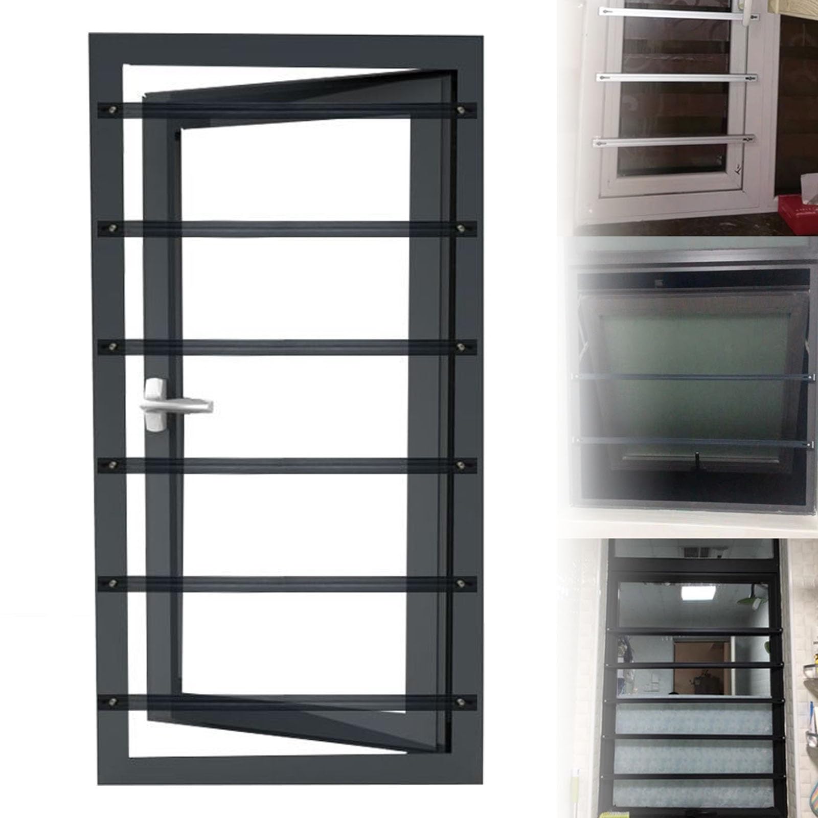 Tiras de protección de ventanas sin taladros: seguridad infantil desmontable para ancho de 61cm