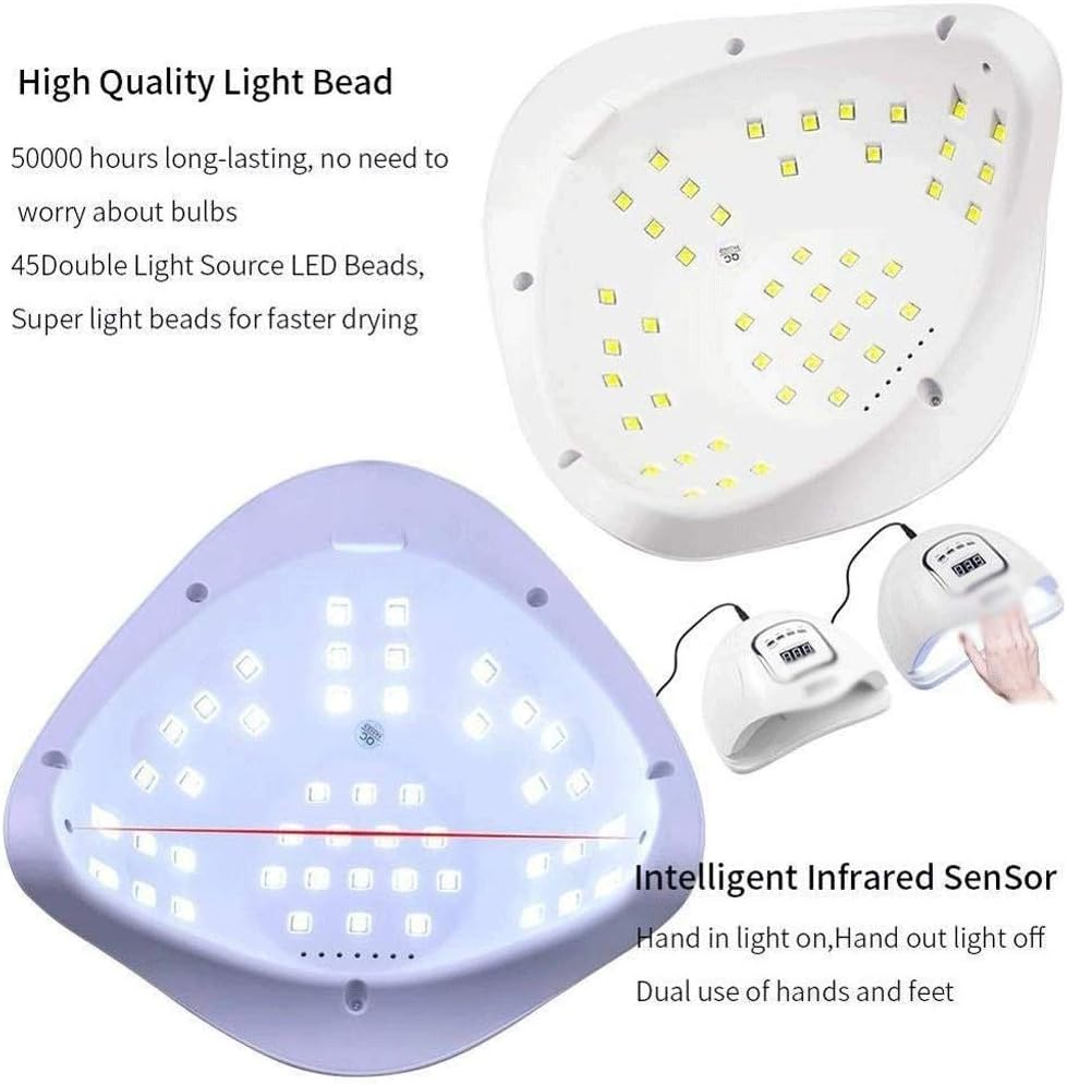 Nail lamp-UV Led Nail Dryer, Smart Curing Lamp, Auto Sensor Nail Gel Polish Dryer, Professional for All Brand Type (White)