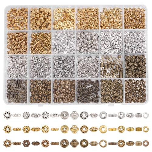 PH PandaHall 1200pcs Metal Spacer Beads