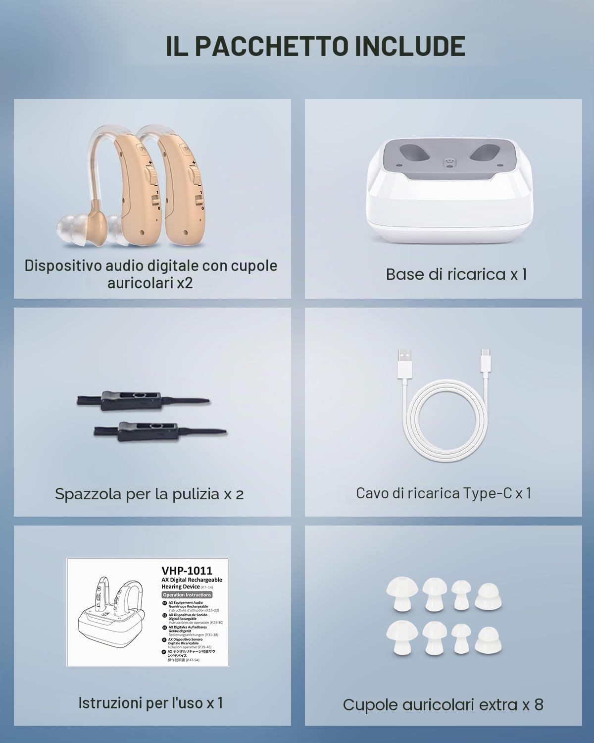 Dispositivo audio wireless con cancellazione intelligente del rumore, 4 modalità e volume regolabile, confezione da 2 unità