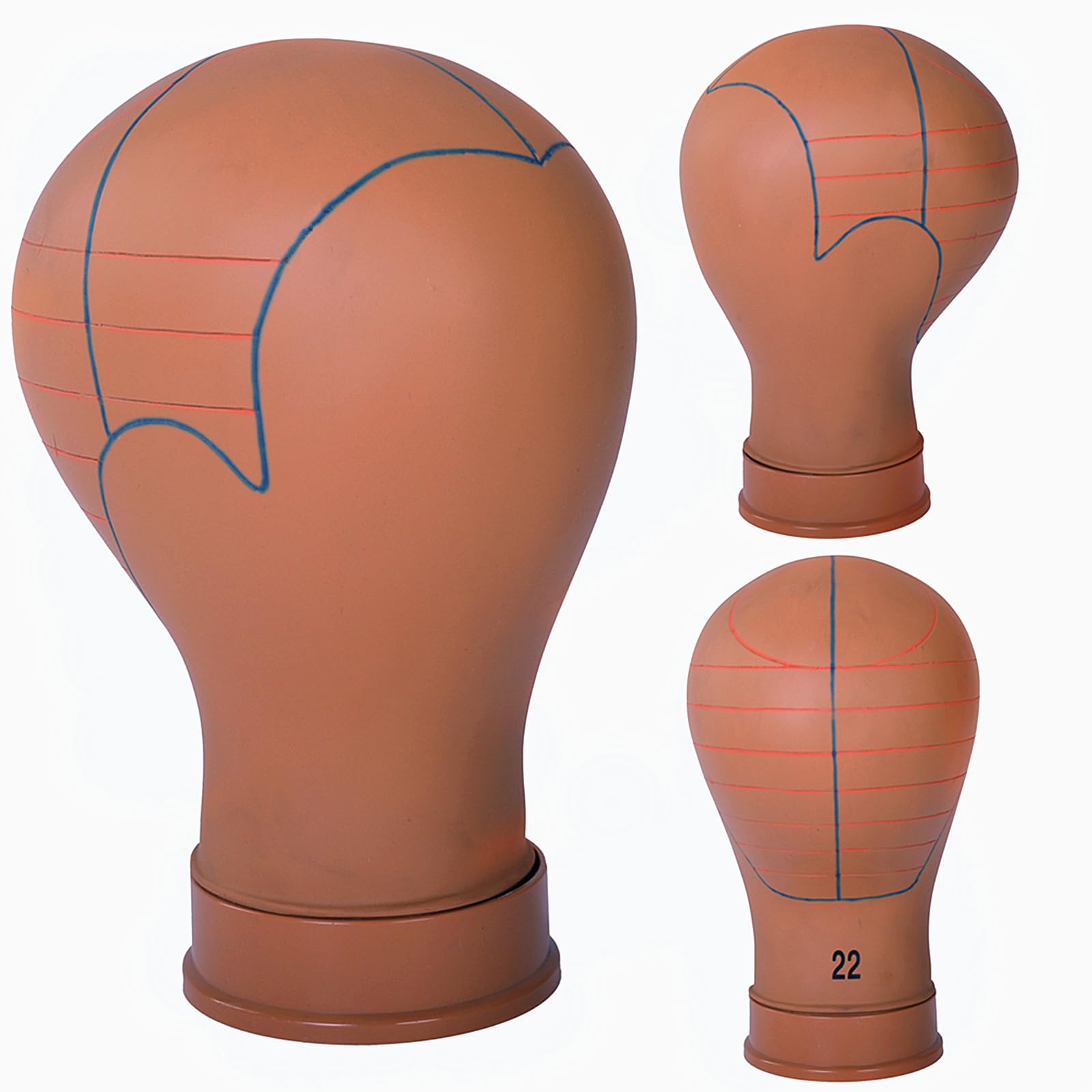 Mannequin Wig Head with Guide Lines, 22-Inch Brown