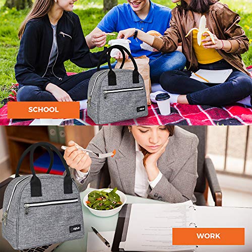 Opux Insulated Lunch Box Women, Lunch Bag Tote Girls Kids Teen Adult, Cute Soft Lunch Cooler Container Work School, Reusable Thermal Food Meal Prep Organizer Lunch Pail Travel Beach, Heather Gray #TOP5