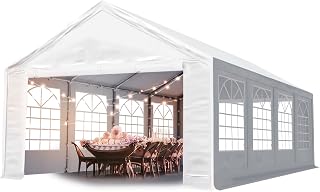 TOOLPORT Partyzelt 4x8 m Pavillon Starke PVC 600 N Plane wasserdicht und schneller Aufbau weiß