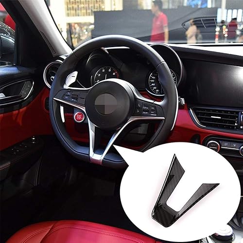Miniatura 3 de Tira de decoración de volante de coche estilo fibra de carbono ABS 1 pieza para Alfa Romeo Giulia Stelvio 2017-2019 accesorio de coche