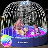 Piscina plegable para niños con aspersor de luz LED RGB, piscina plegable de...