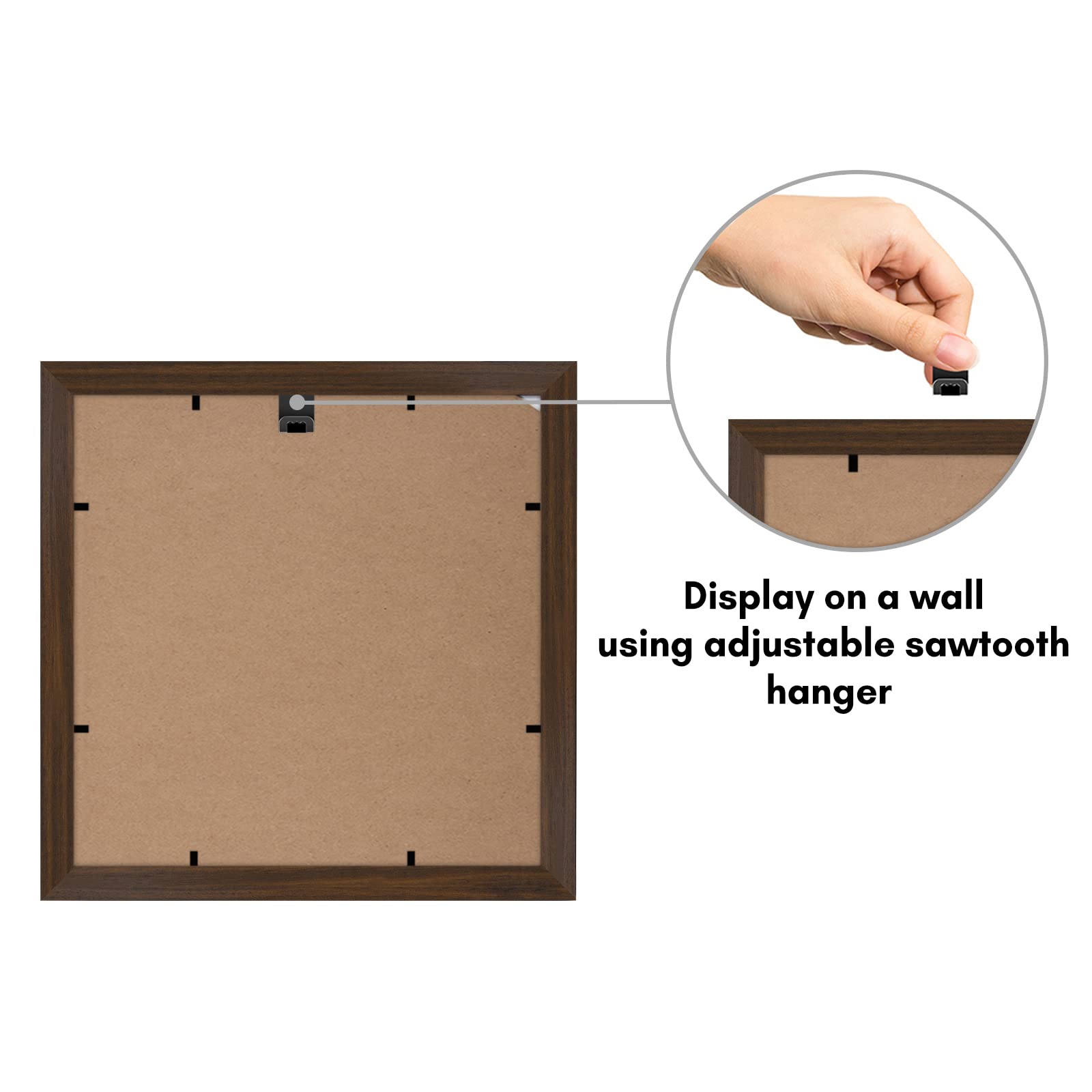 10x10 Collage Picture Frame in Walnut With Four 4x4 Inch Openings - Composite Wood with Shatter Resistant Glass - Horizontal and Vertical Formats for Wall
