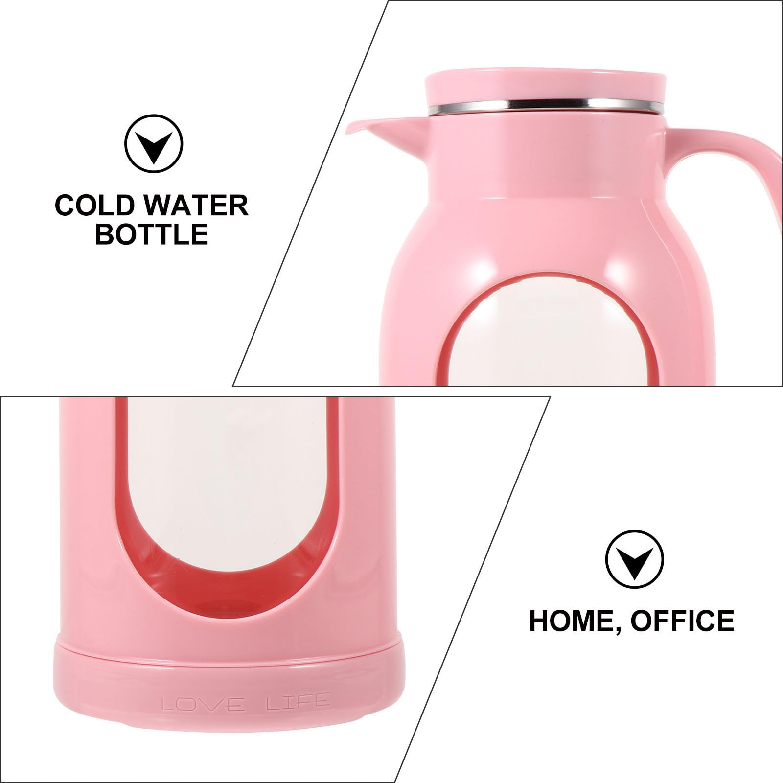 jojofuny Jarra de Agua Transparente de Gran Capacidad Diseño Desmontable y Vertido de Bebida Conveniente, Botella de Vidrio y Acero Inoxidable Adecuado para Uso Doméstico