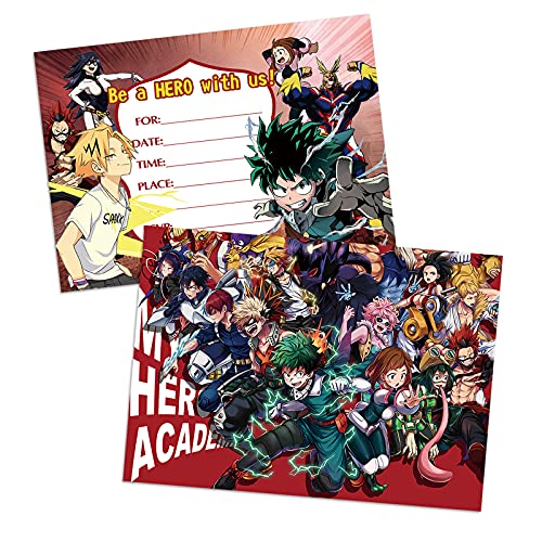 16PCS Anime Invitations Cards Postcard Style for Kids Birthday Party Supplies 5×7Inches