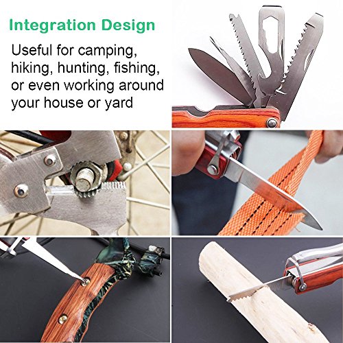 Mcupper Multitool Portable Emergency Escape Axe Hammer,16-in-1 Multi-function Alloy Steel Hammer-axe with Plier, Knife, Can Opener, Screwdriver & More