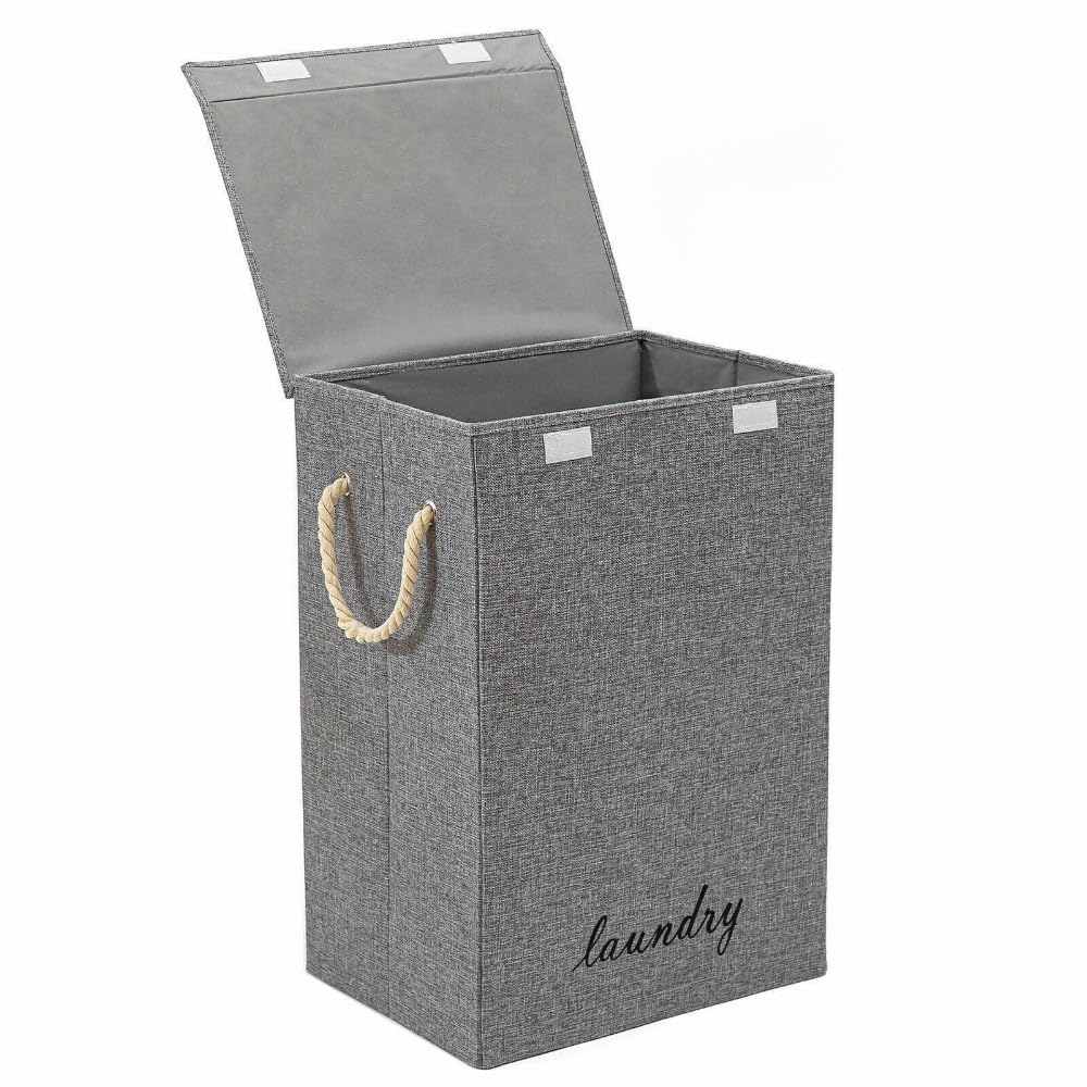Laundry Basket Folding Bin Bag Hamper With Lid 85L Dirty Washing Clothes Storage