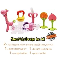 Vista 2 de Stand-Up Teething Toys for Babies 0-6 Months 6-12 Months - Teethers with 2 × Baby Fruit Feeders and 4 × Baby Teether - BPA FreeFreezer Free