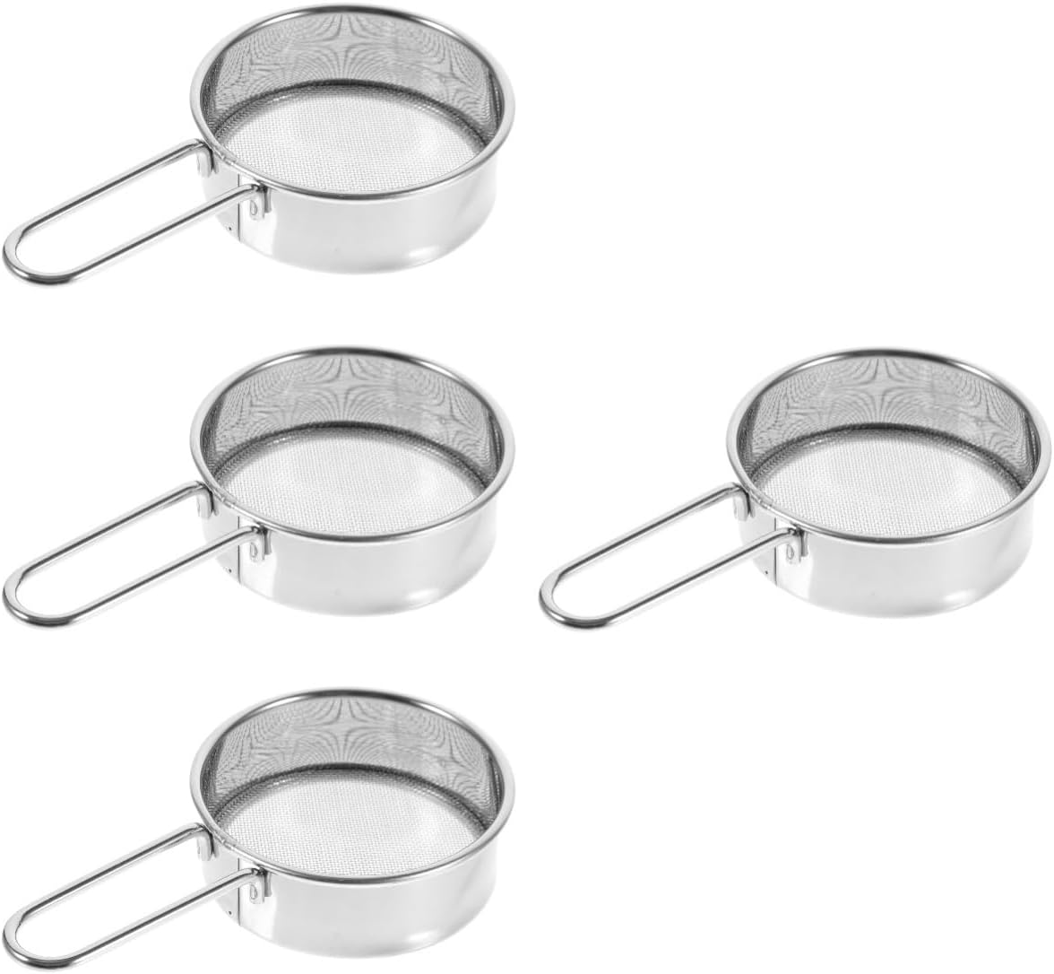 PRETYZOOM 4pcs Handheld Flour Sifter Single Layer Sifting Tool for Baking Easy to Use Kitchen Gadget for Fine Powder and Sugar Sifting