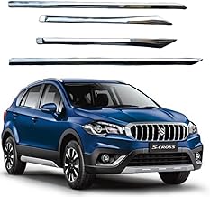 Full Chrome Side Beading Moulding with 3M Adhesive Tape for Maruti Suzuki S-Cross All Models - Chrome Color (Pack of 4)