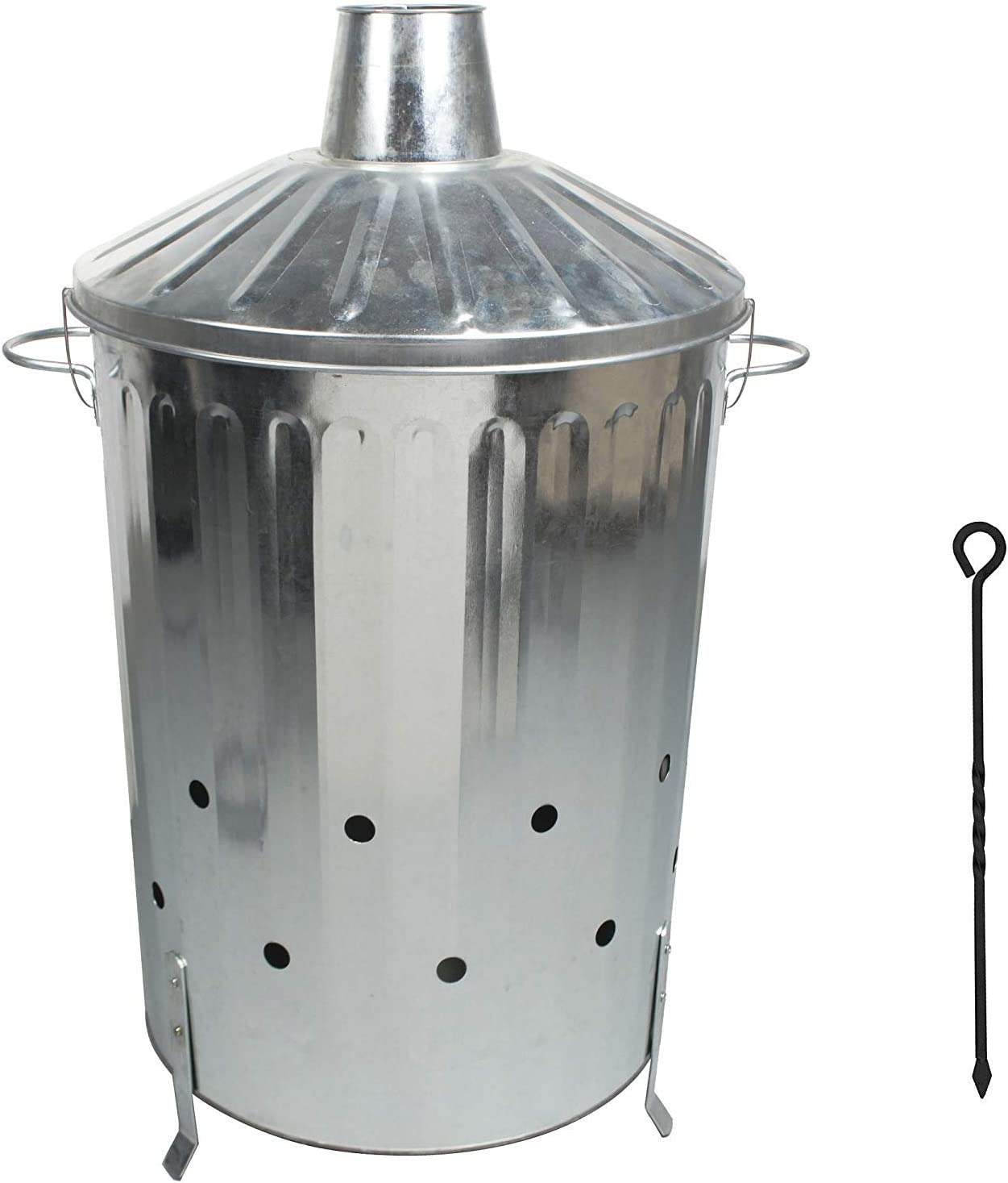 Large 90 Litre Incinerator Burning Fire Bin Rubbish Paper Leaves Burner with Poker