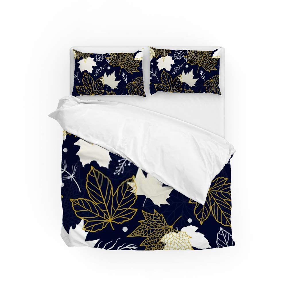 Parure de lit king size en tissu premium au motif feuilles d'érable élégant