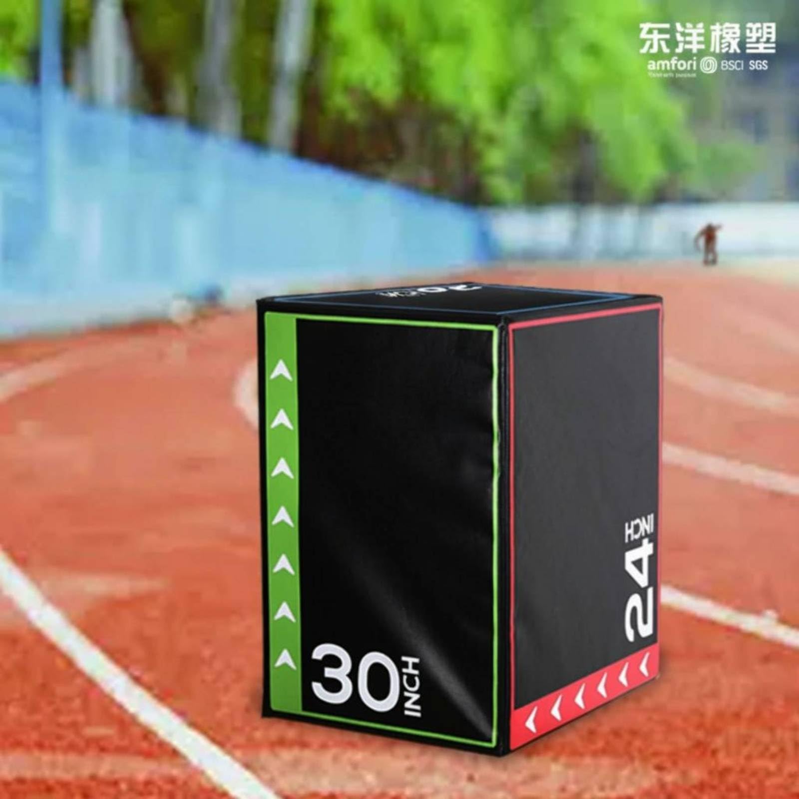 LOVIVER Children Plyometrica Cubo Salto Palestra Attrezzo Allenamento Stazione di Salto in Schiuma con Rivestimento Pvc per, Box Pliometrico Nero Con Frecce Bianche E Numeri 30/24, 76x61x51cm, 8kg