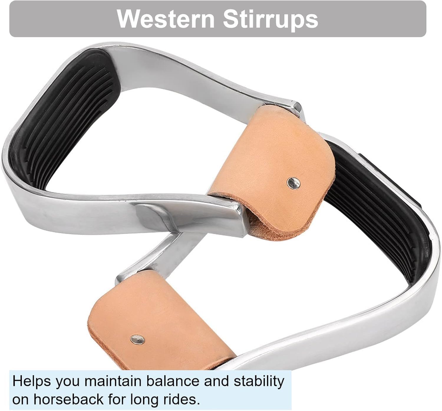 2 Pcs Aluminum Western Horse Riding Stirrups, Lightweight Overshoe Safety Design with Anti-Slip Rubber Foot Mat, Cushioned for Ankle Stress Relief Fatigue Reduction for Equestrian Saddles