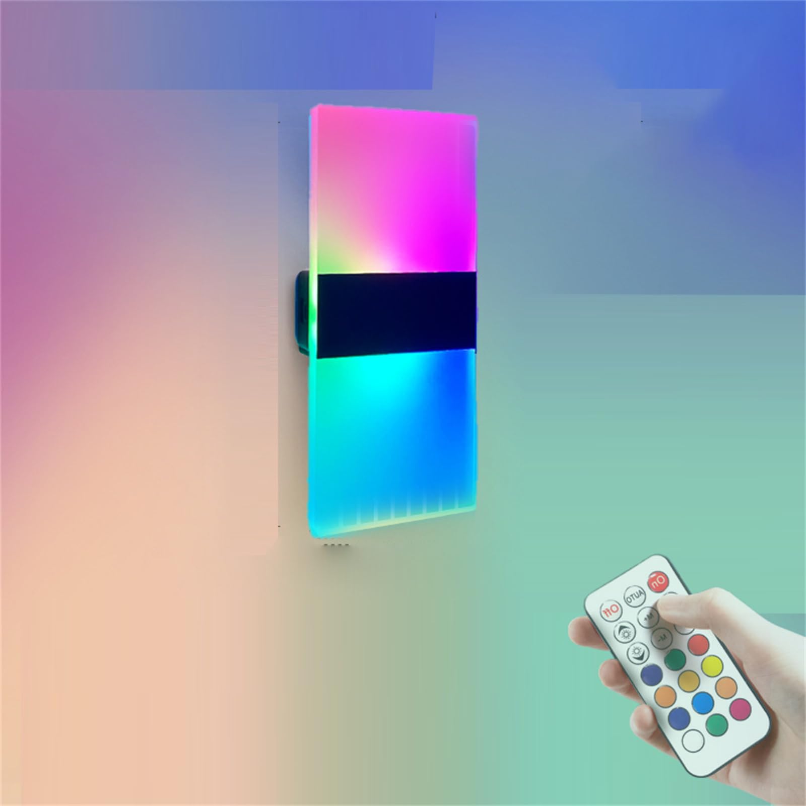 Aplique de pared regulable interior moderno cuadrado con luz RGB recargable 8